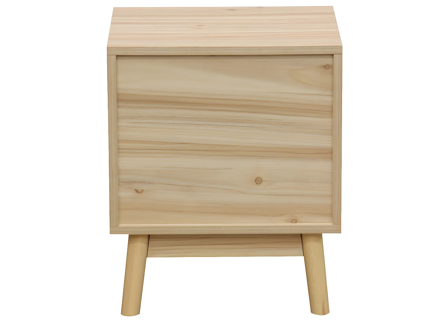 Table de nuit, table de chevet avec 2 tiroirs coloris naturel - L. 40 x P. 39 x H. 48 cm