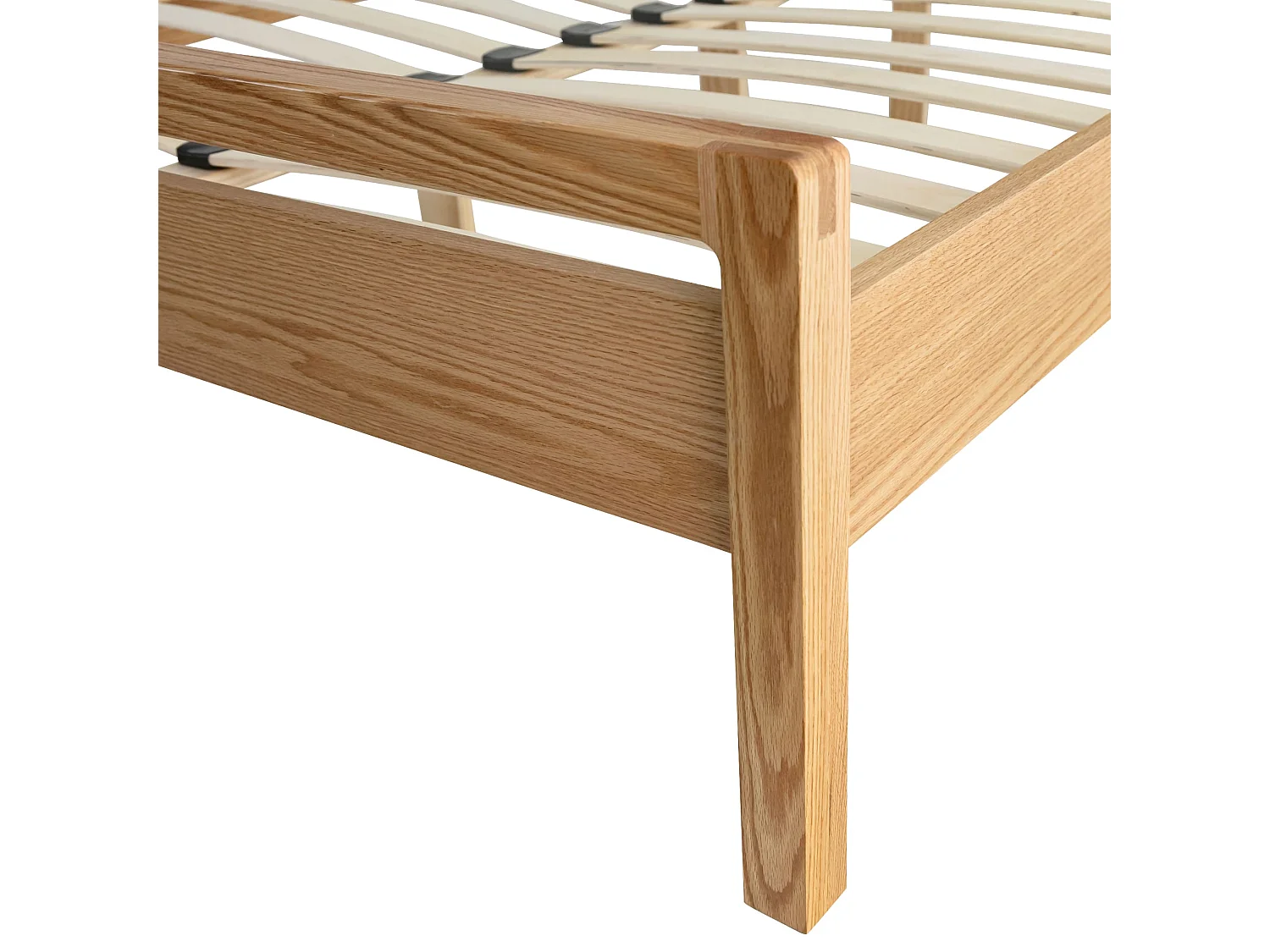 Lit avec tête de lit intégrée en MDF plaquage chêne et pieds en bois massif 140x190 - LT17013