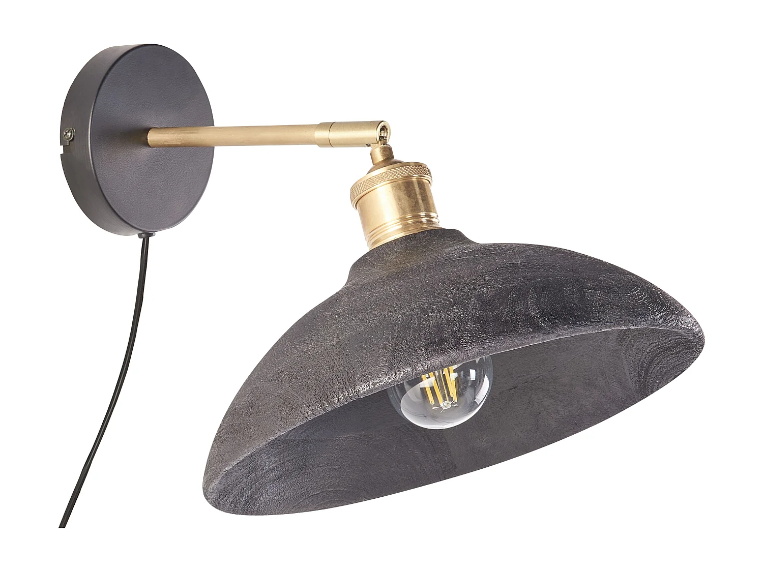 Lámpara de pared YERALA ajustable Madera de mango Negro