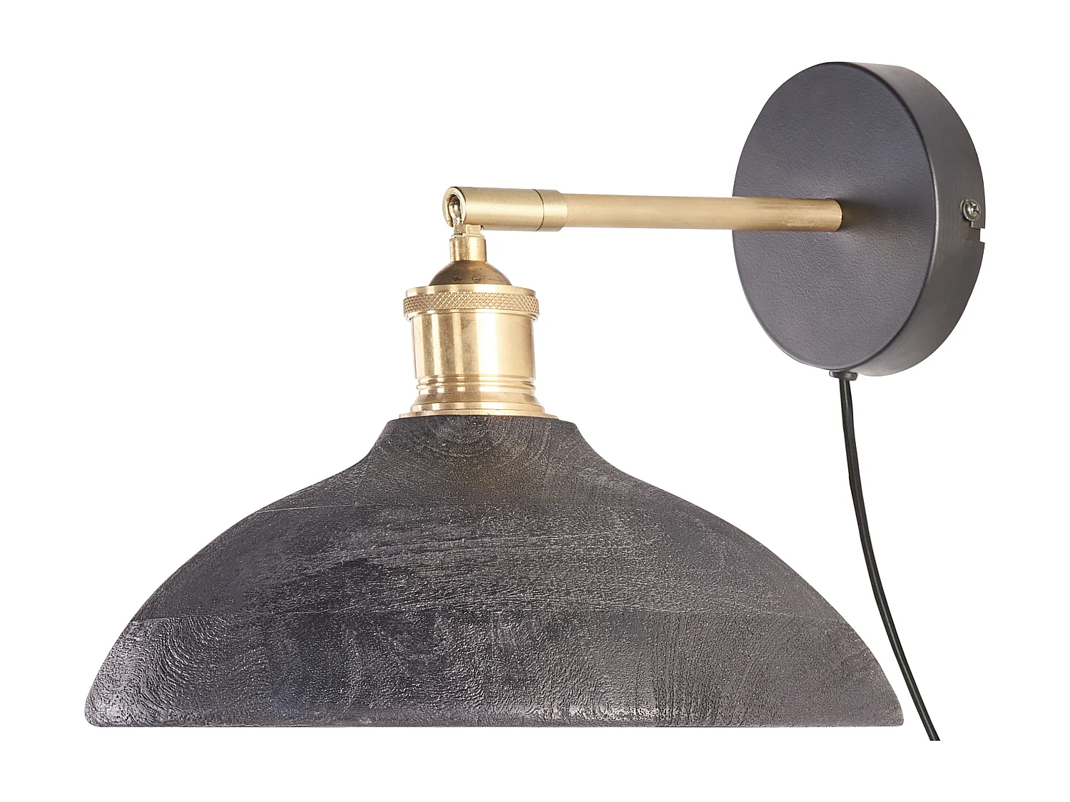 Wandlamp YERALA Verstelbaar Mangohout Zwart