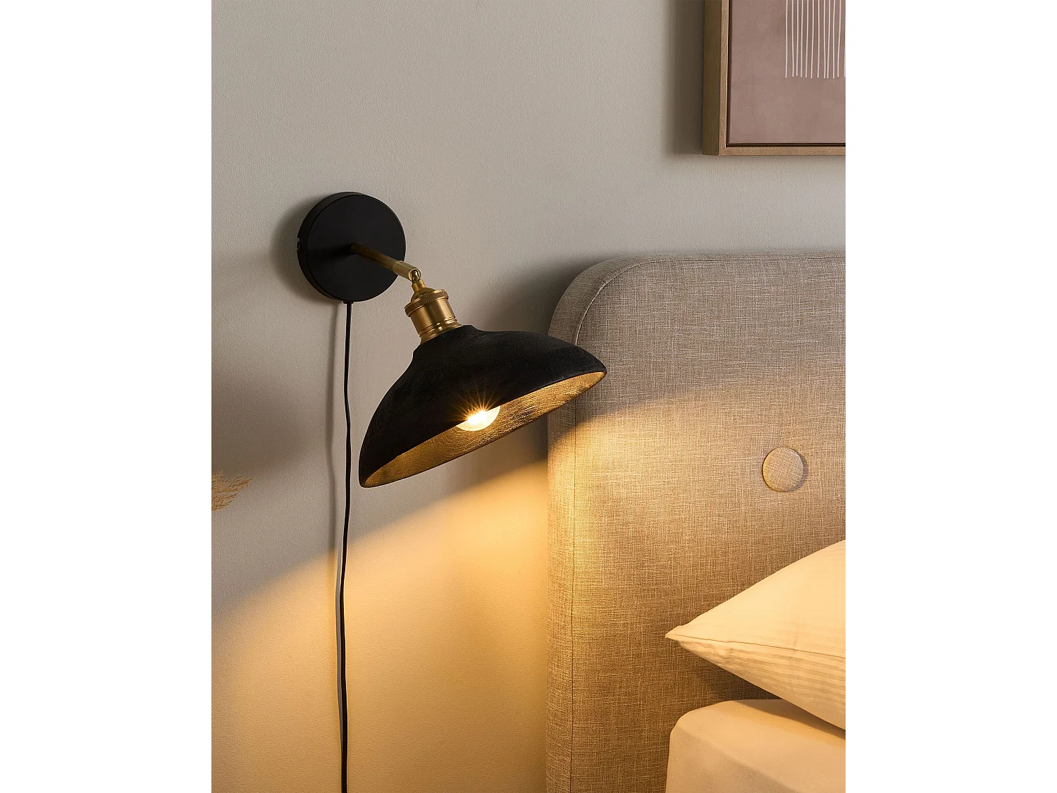 Lampa ścienna YERALA Regulowana Drewno mango Czarny