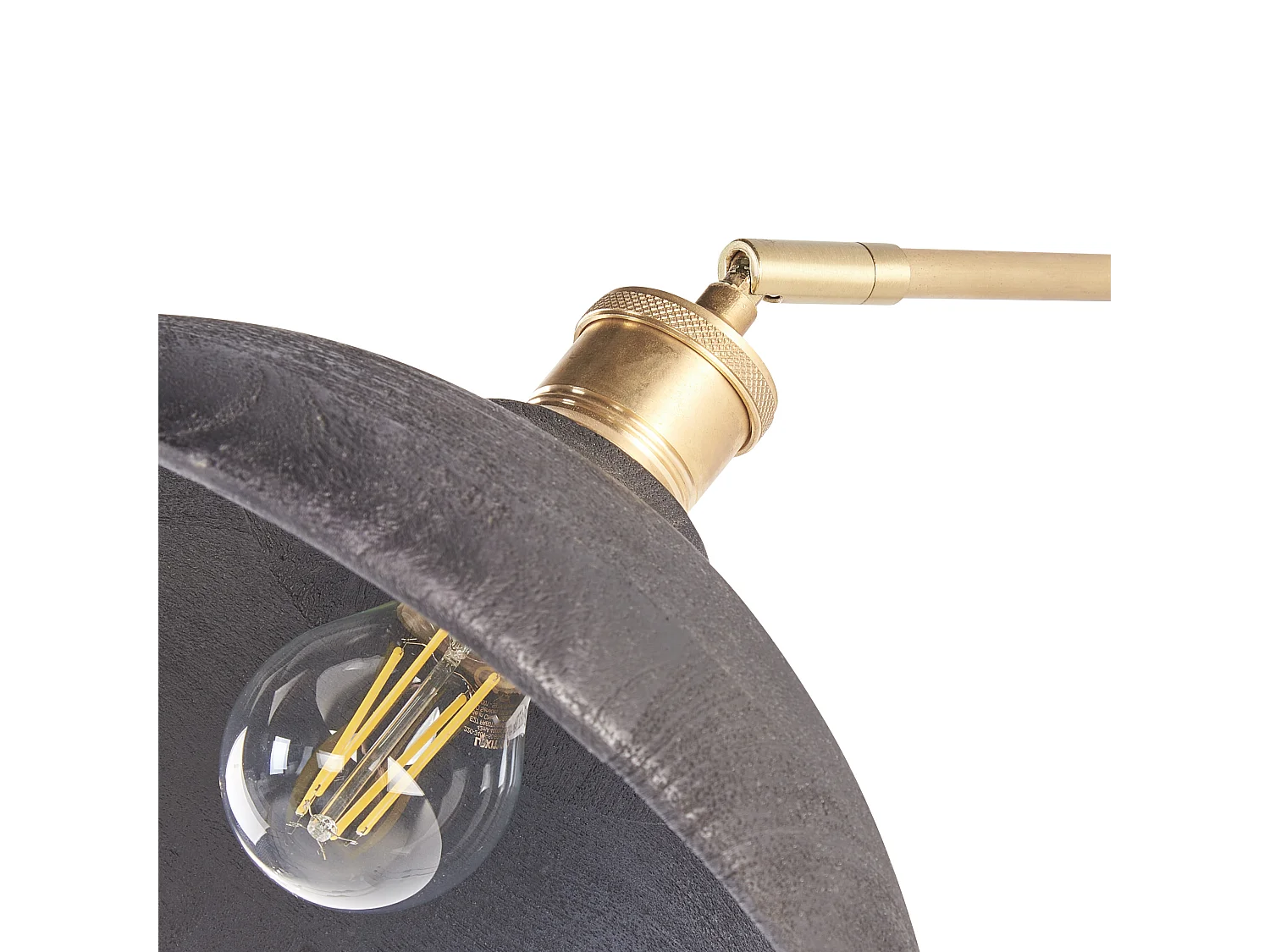 Wandlampe Mango-Holz schwarz / messing mit 1 Schirm Kegelform verstellbar Yerala