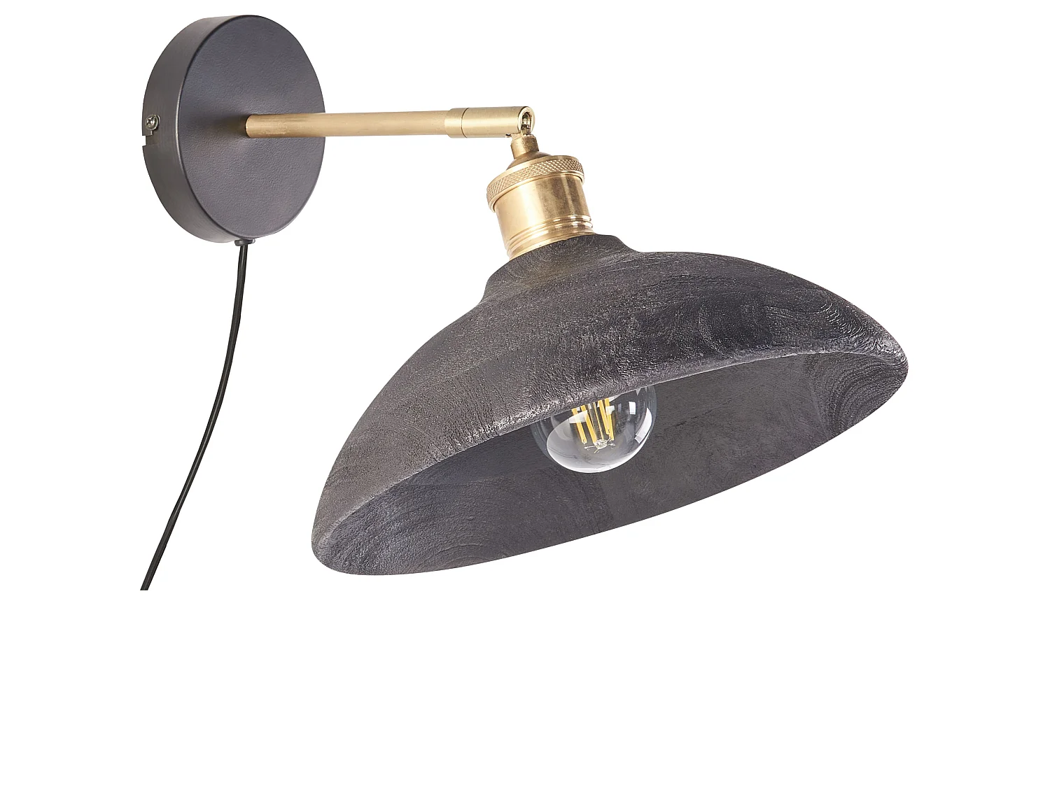 Lampa ścienna YERALA Regulowana Drewno mango Czarny