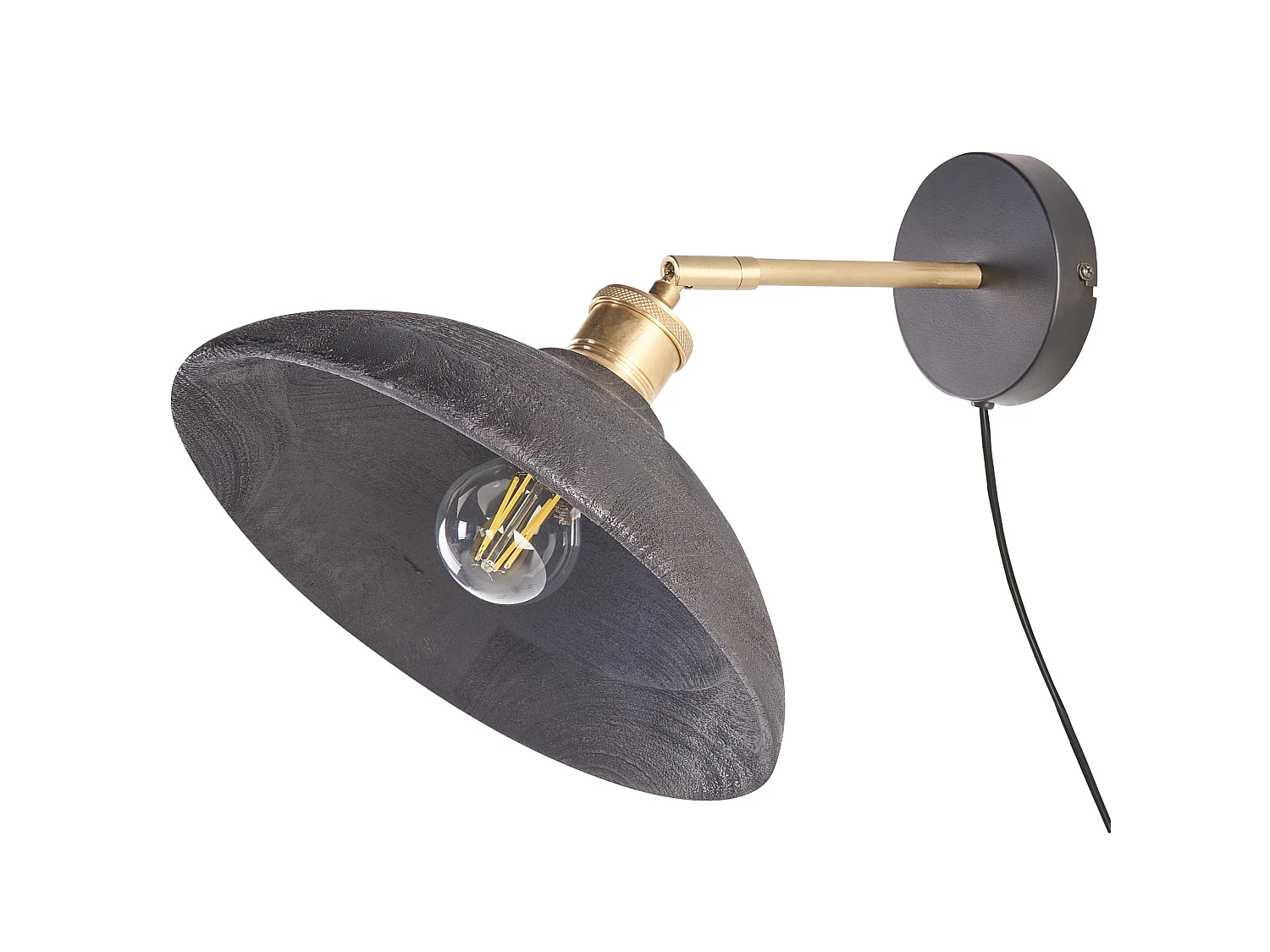 Lampa ścienna YERALA Regulowana Drewno mango Czarny