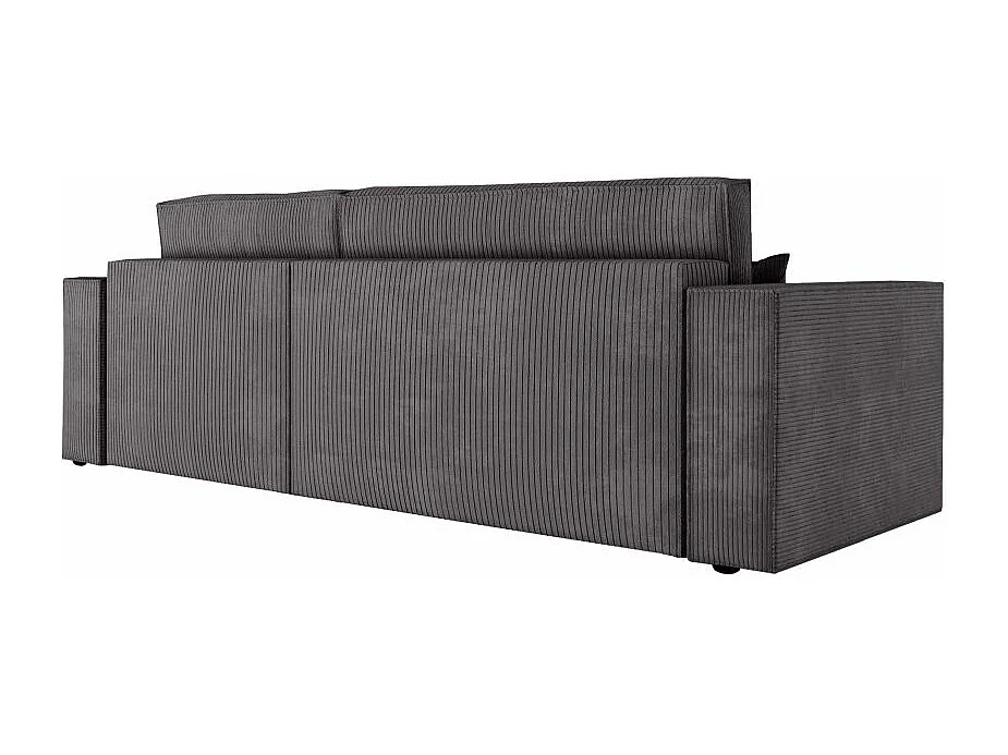 Pack - Clarisse - Canapé d'angle convertible réversible avec pouf en velours côtelé - Gris anthracite - L269 x P159 x H89cm - Loungitude