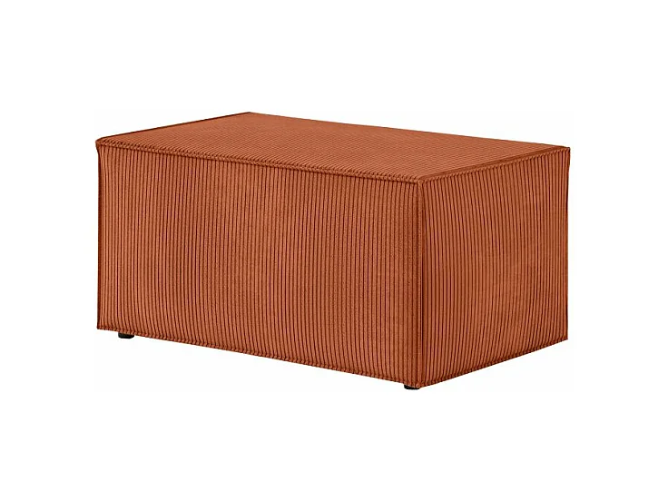 Pack - Clarisse - Canapé d'angle convertible réversible avec pouf en velours côtelé - Terracotta - L269 x P159 x H89cm - Loungitude