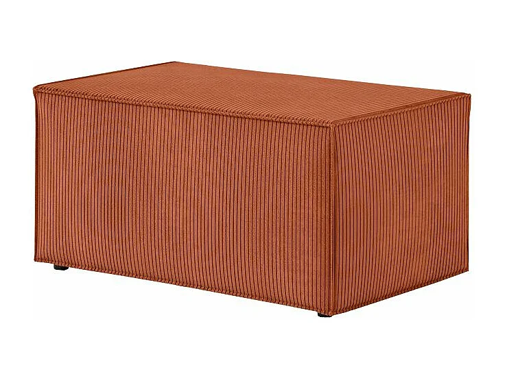 Pack - Clarisse - Canapé d'angle convertible réversible avec pouf en velours côtelé - Terracotta - L269 x P159 x H89cm - Loungitude
