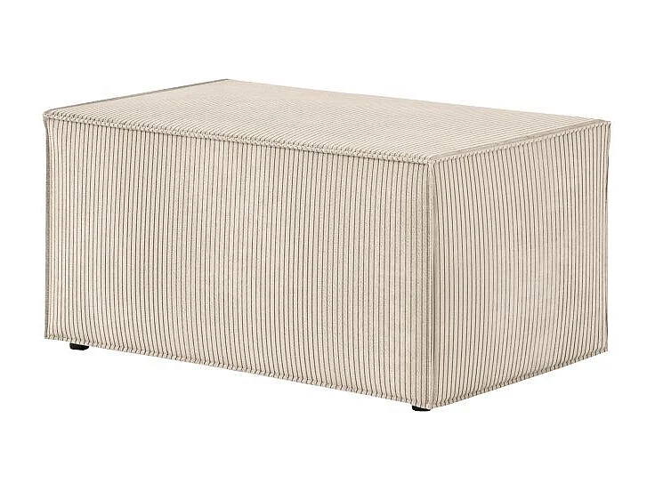 Pack - Clarisse - Canapé d'angle convertible réversible avec pouf en velours côtelé - Beige - L269 x P159 x H89cm - Loungitude