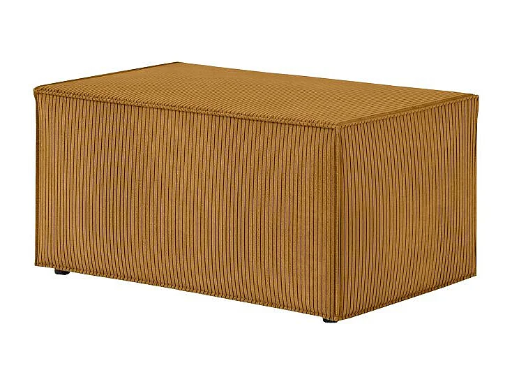 Pack - Clarisse - Canapé d'angle convertible réversible avec pouf en velours côtelé - Jaune - L269 x P159 x H89cm - Loungitude