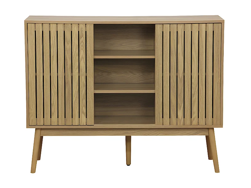 Buffet, meuble d'entrée coloris naturel, pieds en bois  -  L. 115  x P. 40 x H. 90 cm