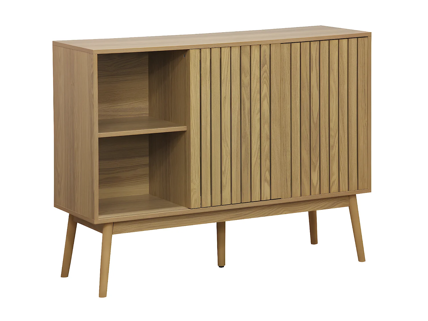 Buffet, meuble d'entrée coloris naturel, pieds en bois  -  L. 115  x P. 40 x H. 90 cm