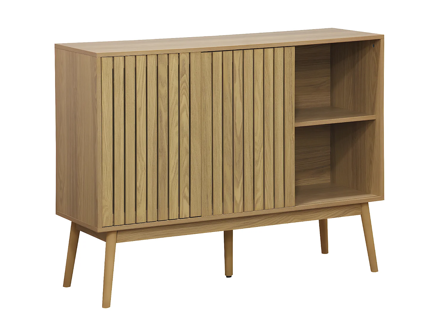 Buffet, meuble d'entrée coloris naturel, pieds en bois  -  L. 115  x P. 40 x H. 90 cm