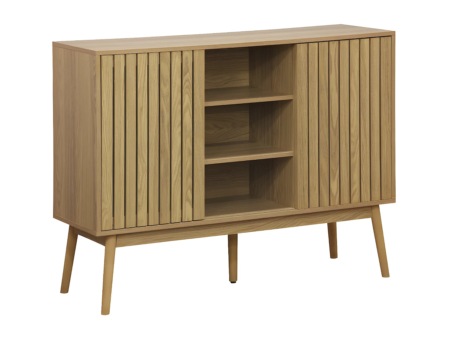 Buffet, meuble d'entrée coloris naturel, pieds en bois  -  L. 115  x P. 40 x H. 90 cm