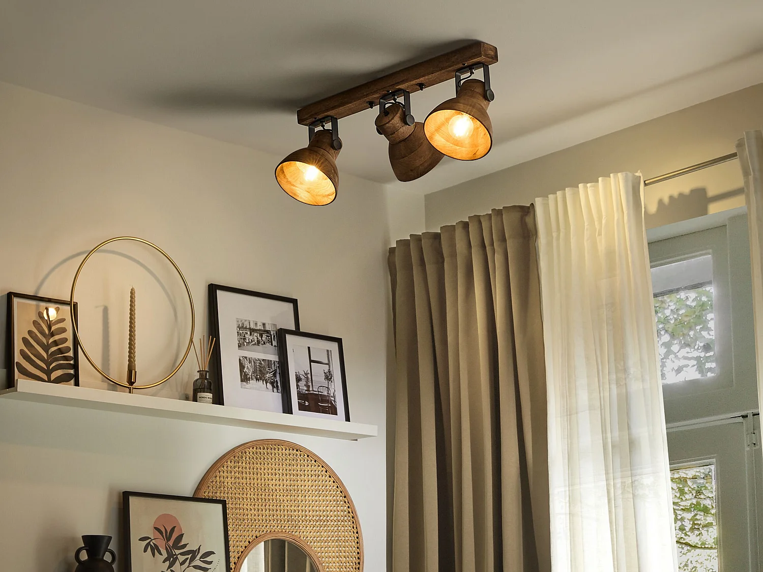 Spot à 3 lumières PENNAI Réglable Bois de manguier Marron