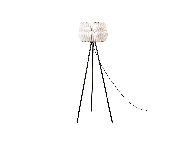 Dreibein Stehlampe mit Papierschirm Modernes Design Minimalistischer Stil Schwarze Metallbeine Hunter