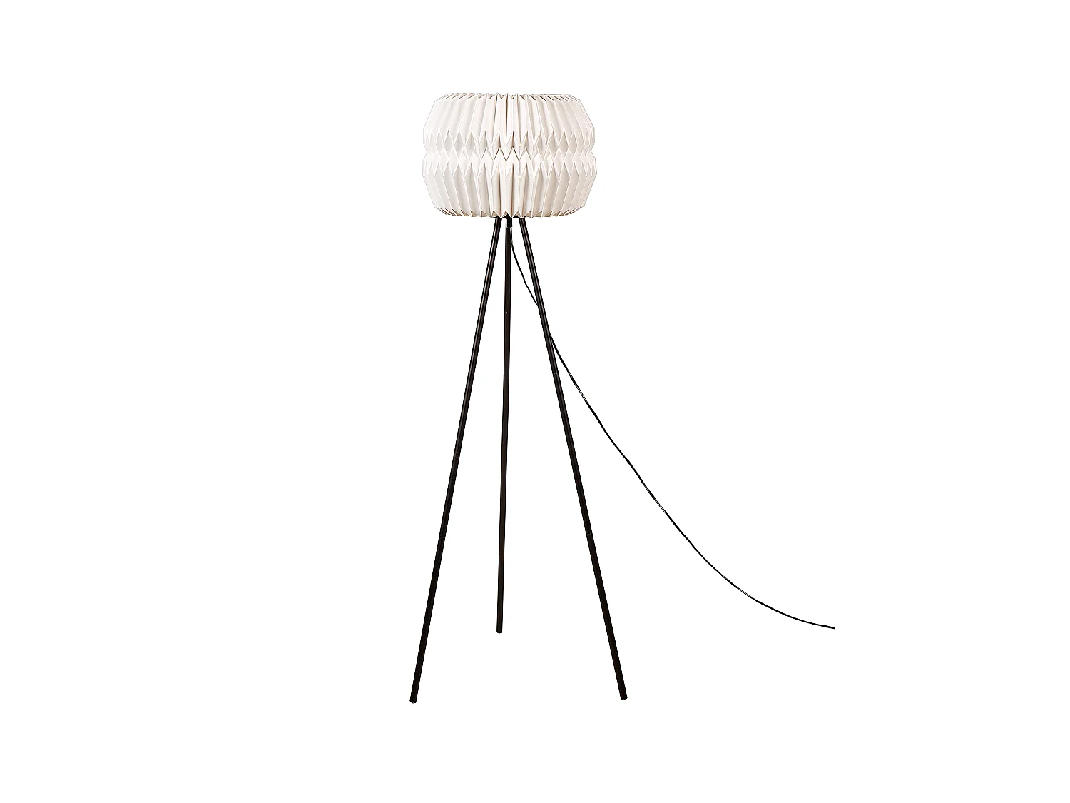 Dreibein Stehlampe mit Papierschirm Modernes Design Minimalistischer Stil Schwarze Metallbeine Hunter