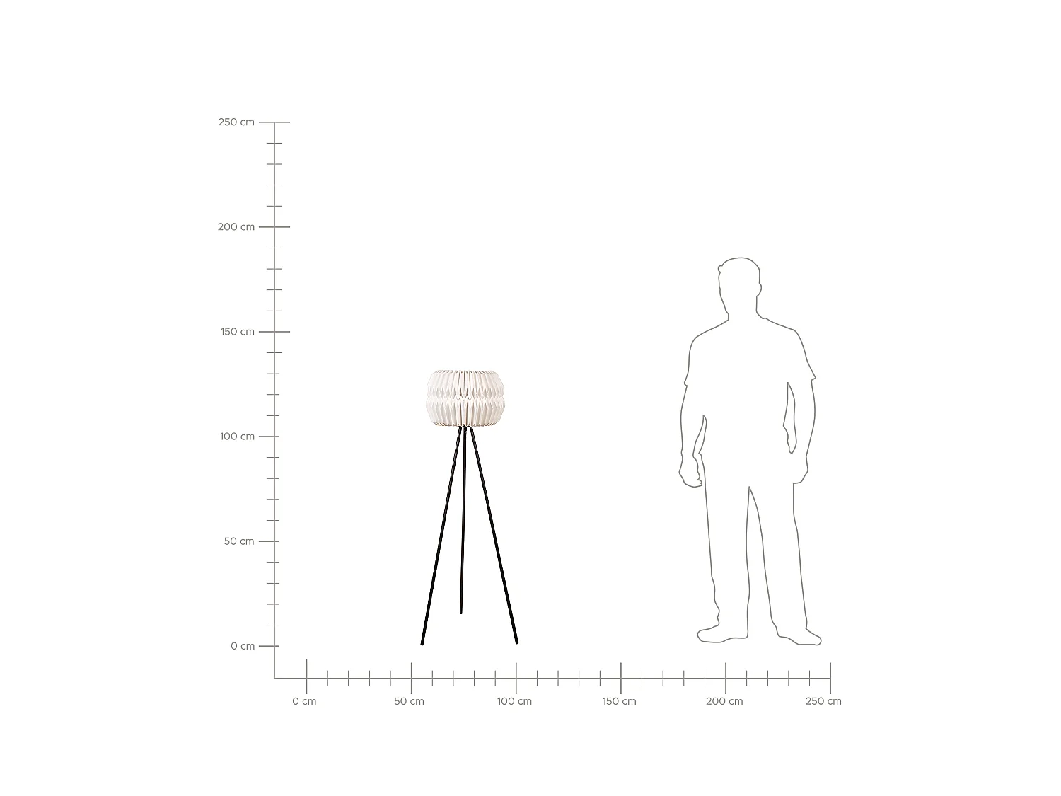 Dreibein Stehlampe mit Papierschirm Modernes Design Minimalistischer Stil Schwarze Metallbeine Hunter