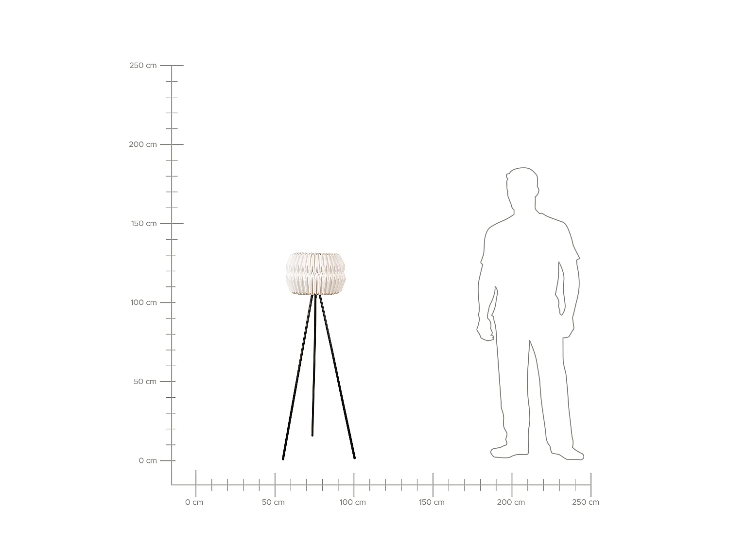 Dreibein Stehlampe mit Papierschirm Modernes Design Minimalistischer Stil Schwarze Metallbeine Hunter