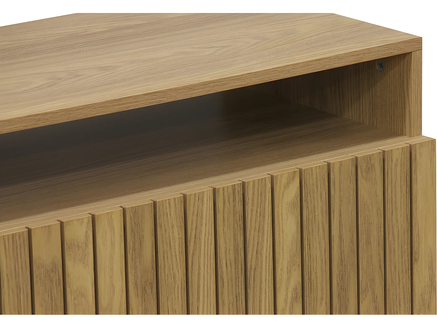 Meuble TV avec 2 tiroirs coloris naturel, pieds en bois  - L. 150 x P. 40 x H. 50 cm