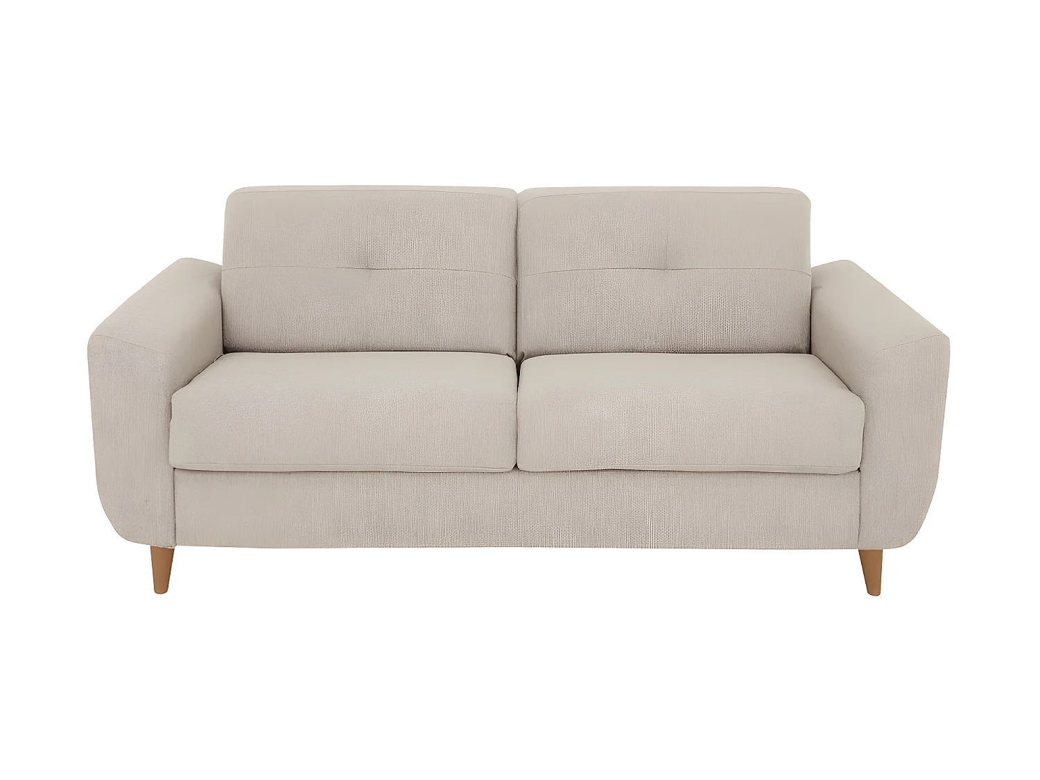 Canapé convertible express 3 places en tissu capitonné beige ALAMA