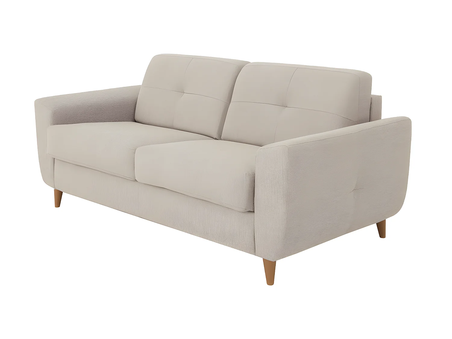 Canapé convertible express 3 places en tissu capitonné beige ALAMA