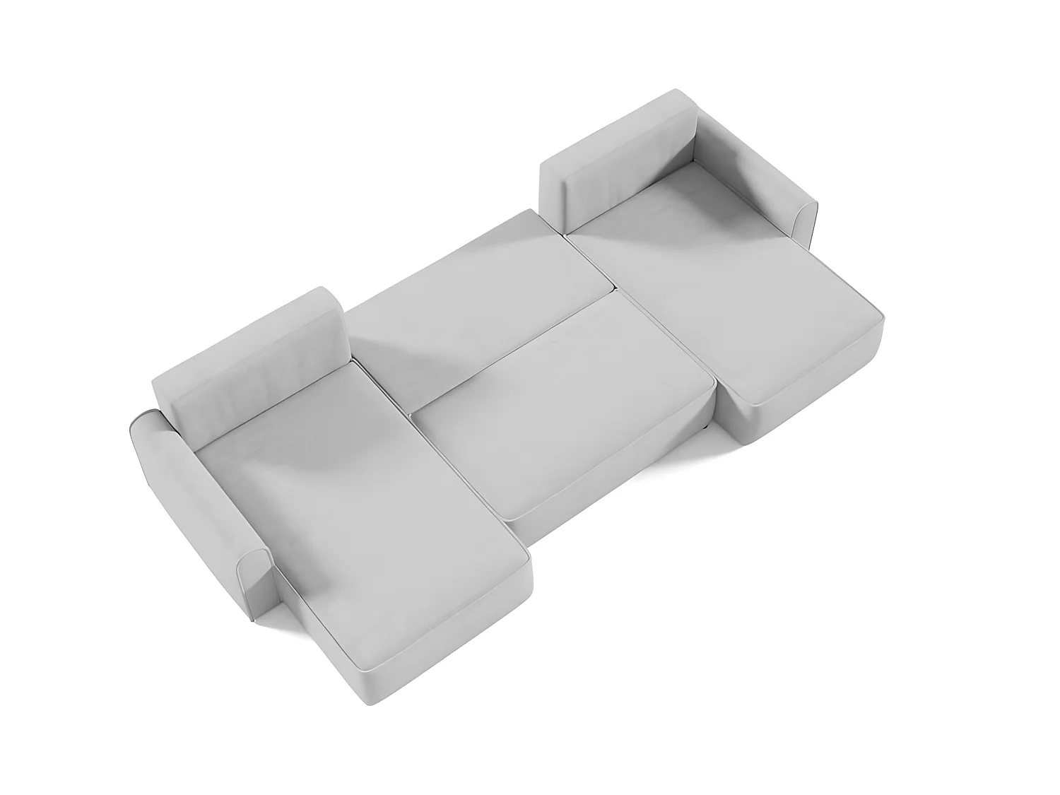 Canapé d'angle panoramique convertible LORIO en tissu aspect velours vert