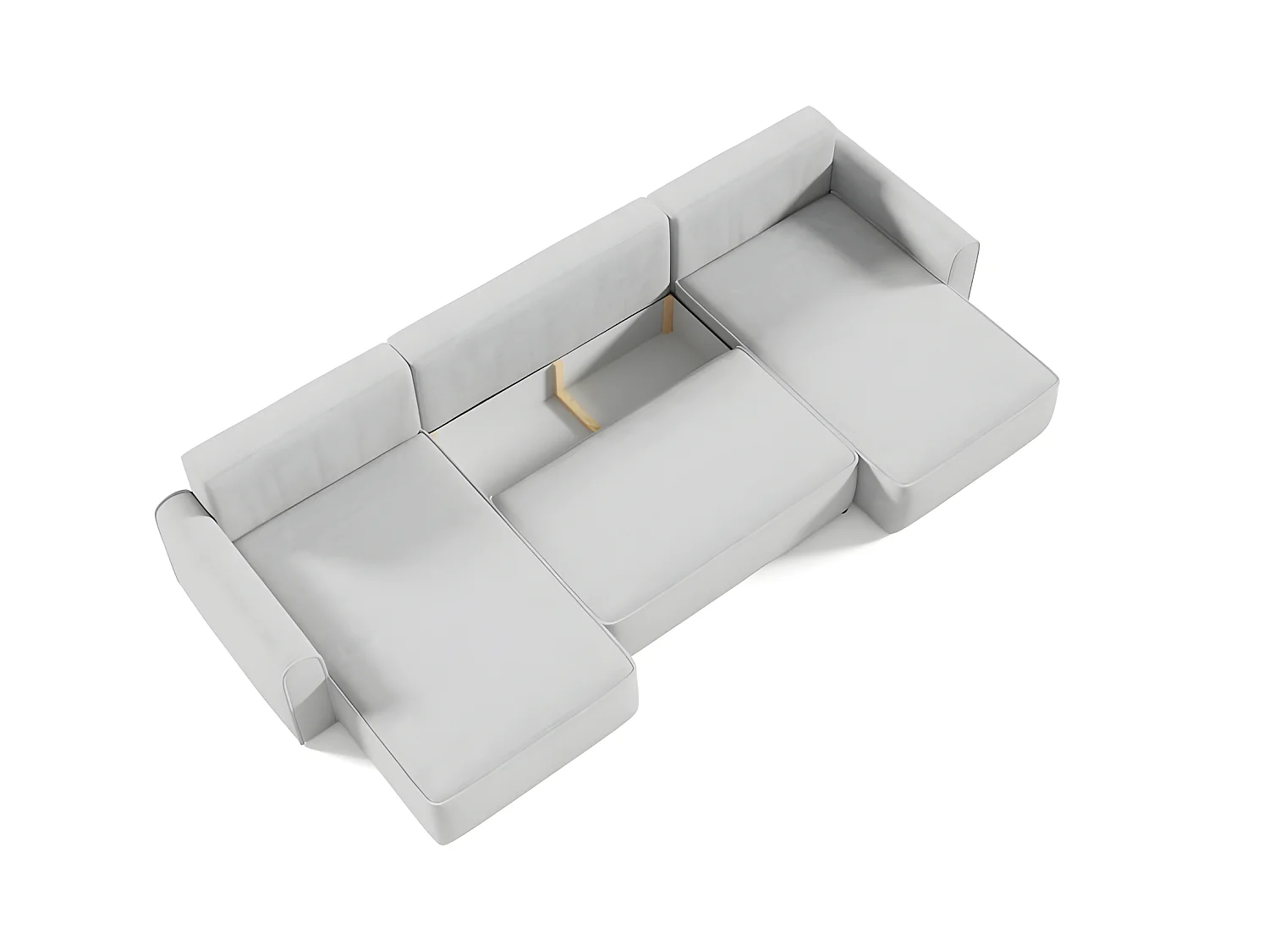 Canapé d'angle panoramique convertible LORIO en tissu aspect velours vert