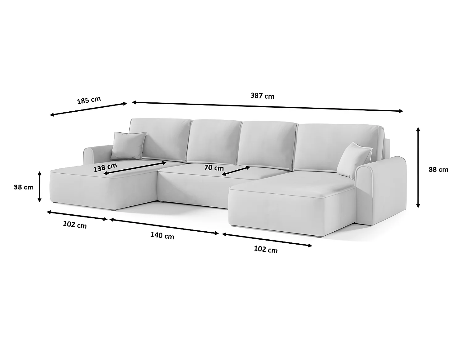 Canapé d'angle panoramique convertible LORIO en tissu aspect velours vert