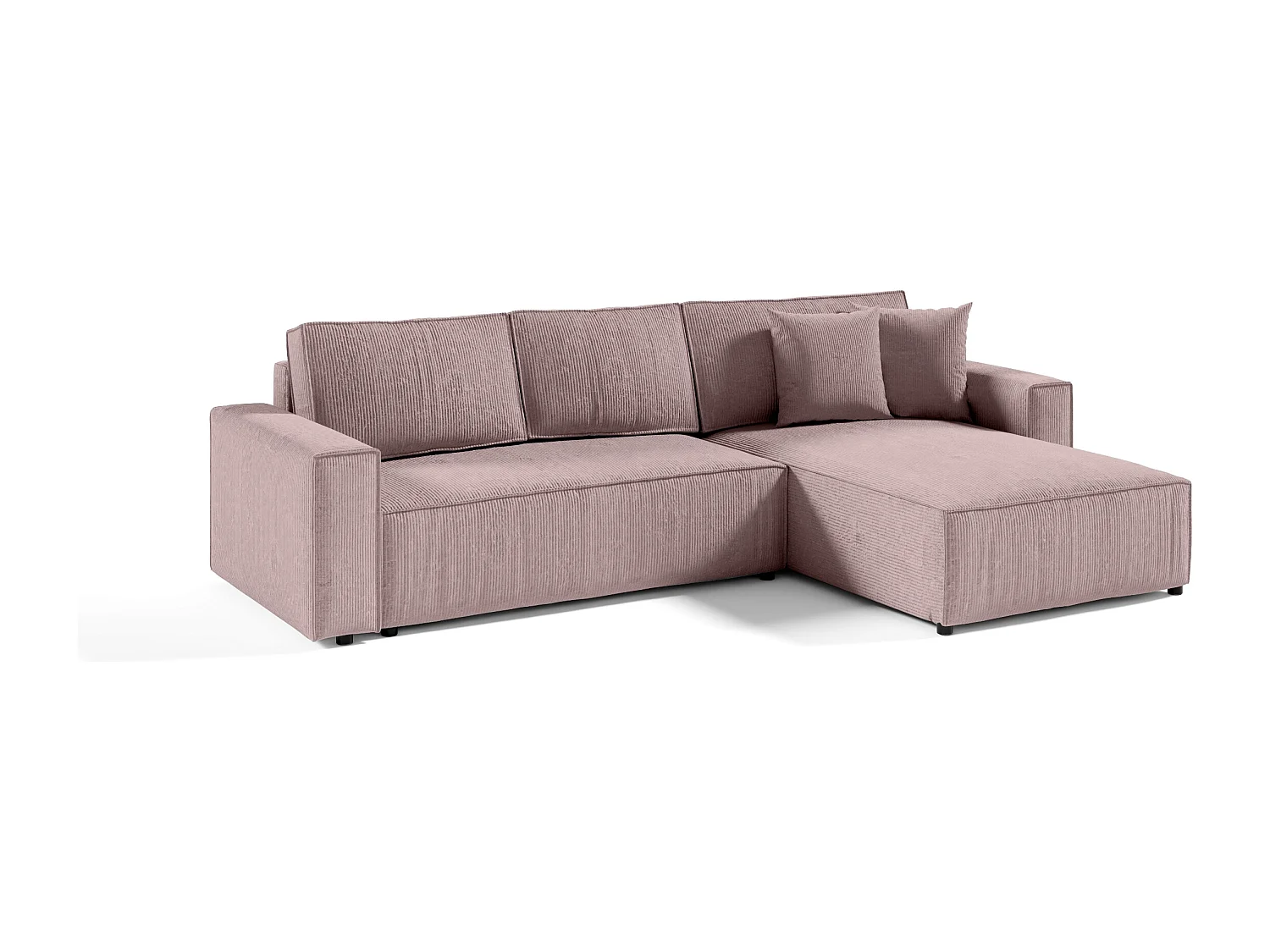 ECKSOFA aus Cord Stoff Bento L Rosa Right