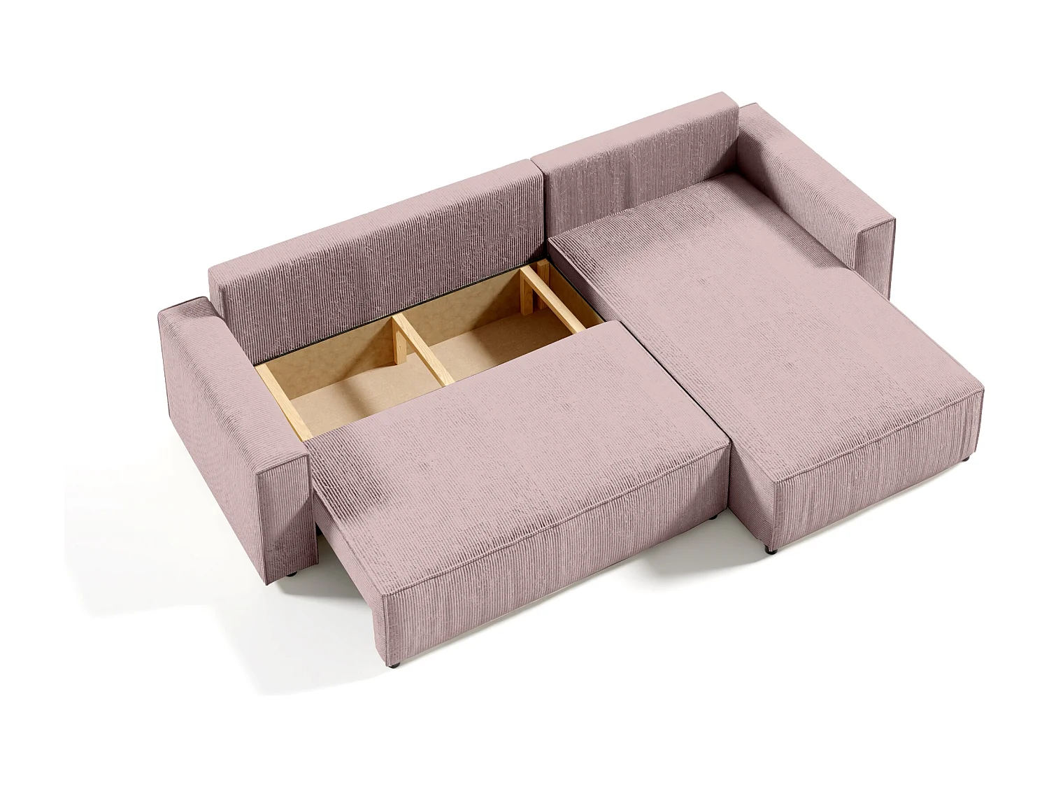 ECKSOFA aus Cord Stoff Bento L Rosa Right