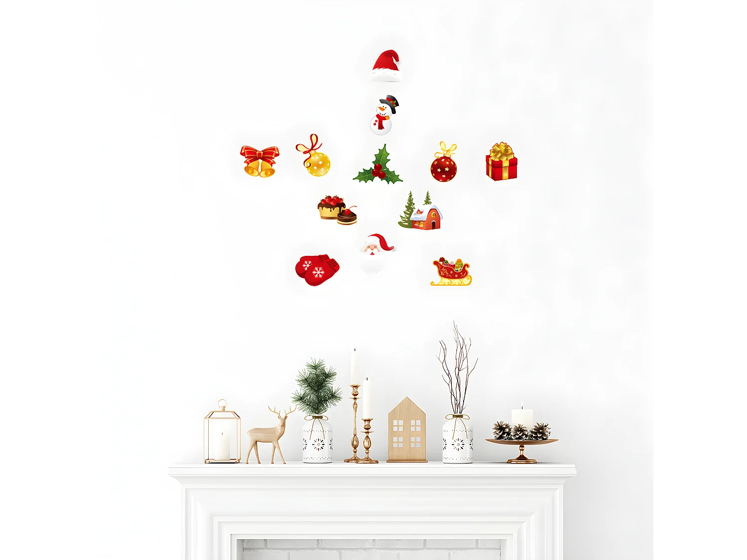 Sticker Noël les plaisirs de Noël - Autocollants stickers adhésifs noël - décoration fêtes - 60x75cm