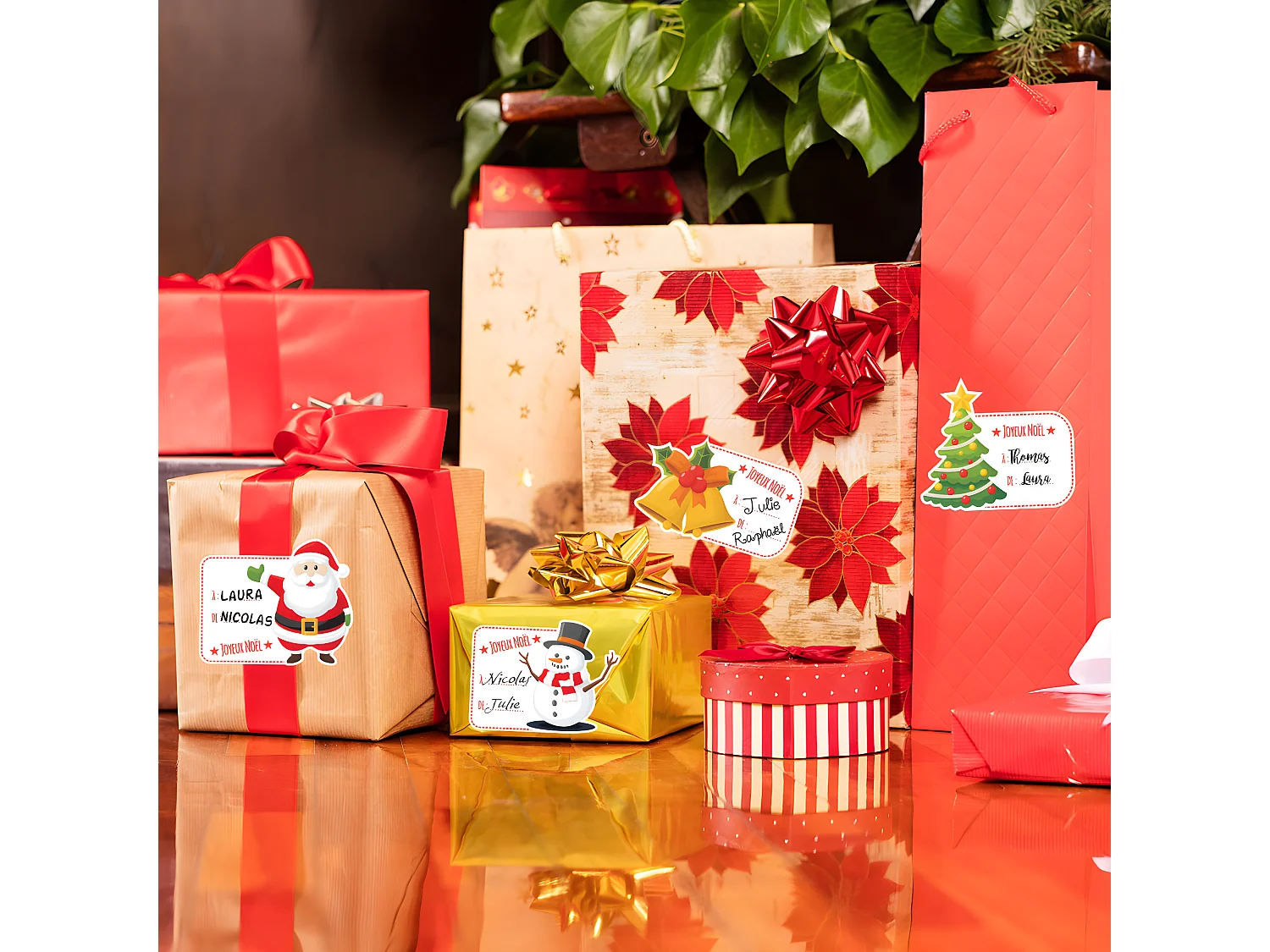 étiquettes De Noël A Imprimer Étiquettes Cadeaux Noël DERAYEE - 60 Autocollants Festifs Autocollant Cadeau Noel