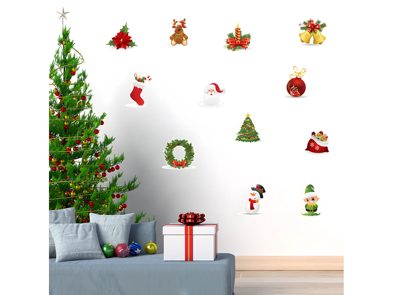 NEERIX 8 Feuilles Autocollants Noël, Paillettes Gommettes Noel, Stickers NoëL Doré, Étiquettes Autocollantes En Forme D'étoile Et De Flocons De Neige,pour Bricolage,Cartes,Cadeau De NoëL Décoration