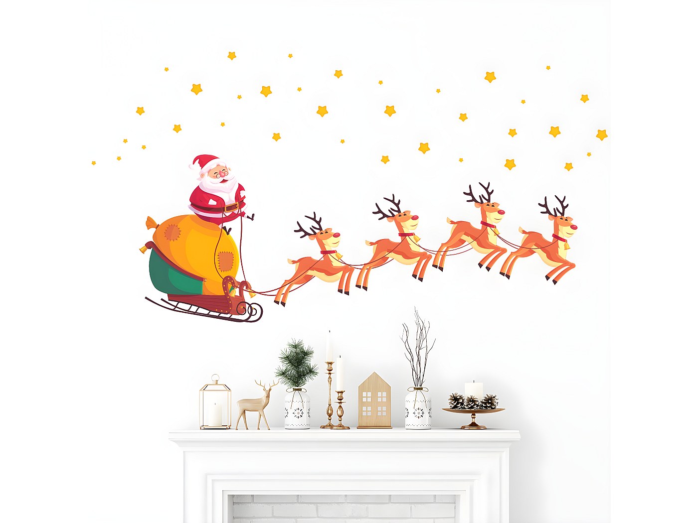 Sticker Mural Créatif De Noel - 3D Père Stickers Porte Rennes