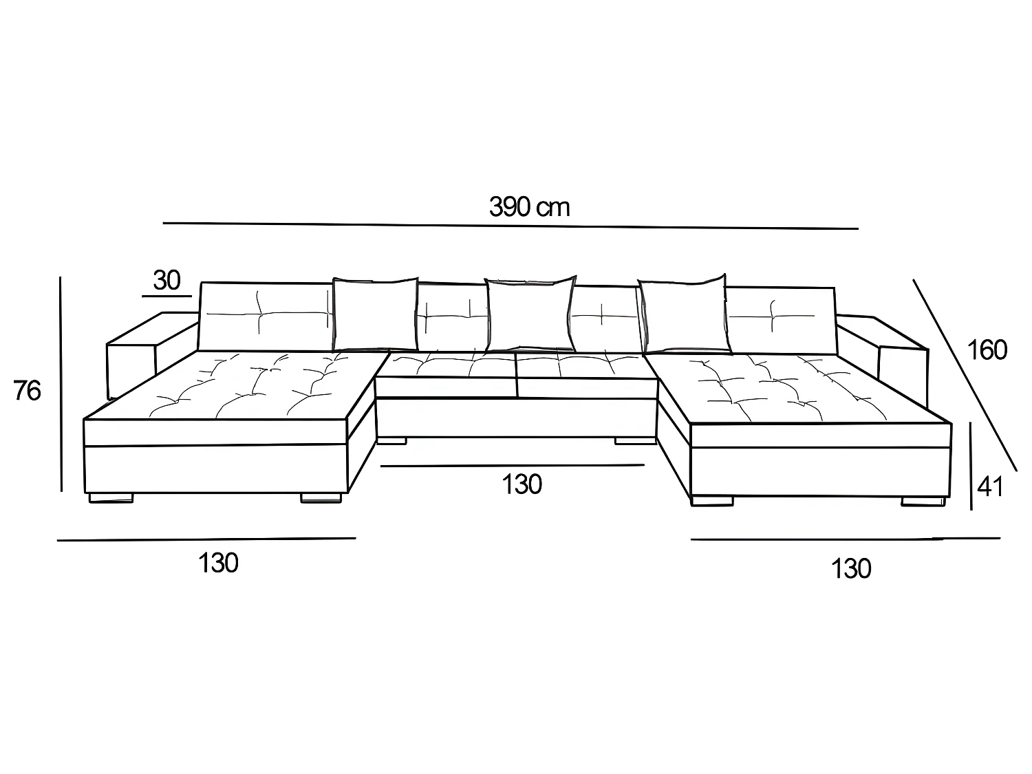 Canapé panoramique ANIXE en tissu beige