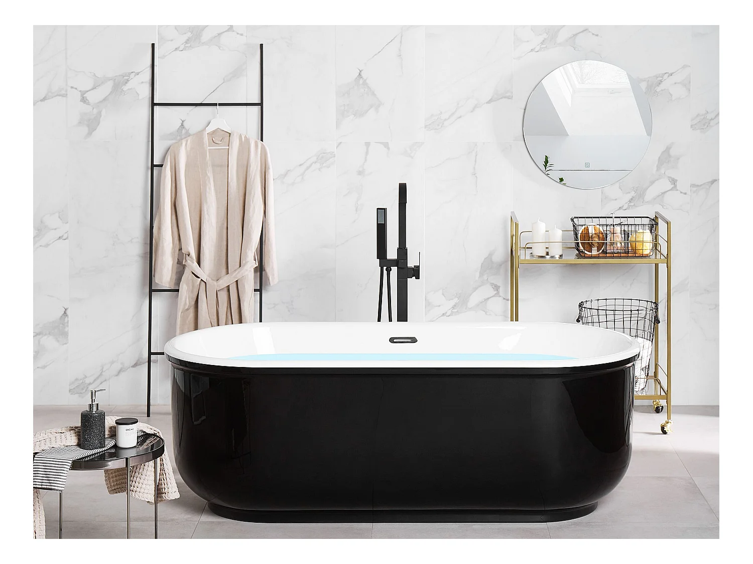 Vrijstaand bad PINEL 170 x 80 cm Zwart