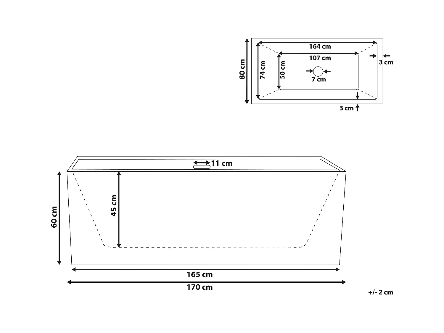 Baignoire îlot RIOS 170 x 80 cm Rouge