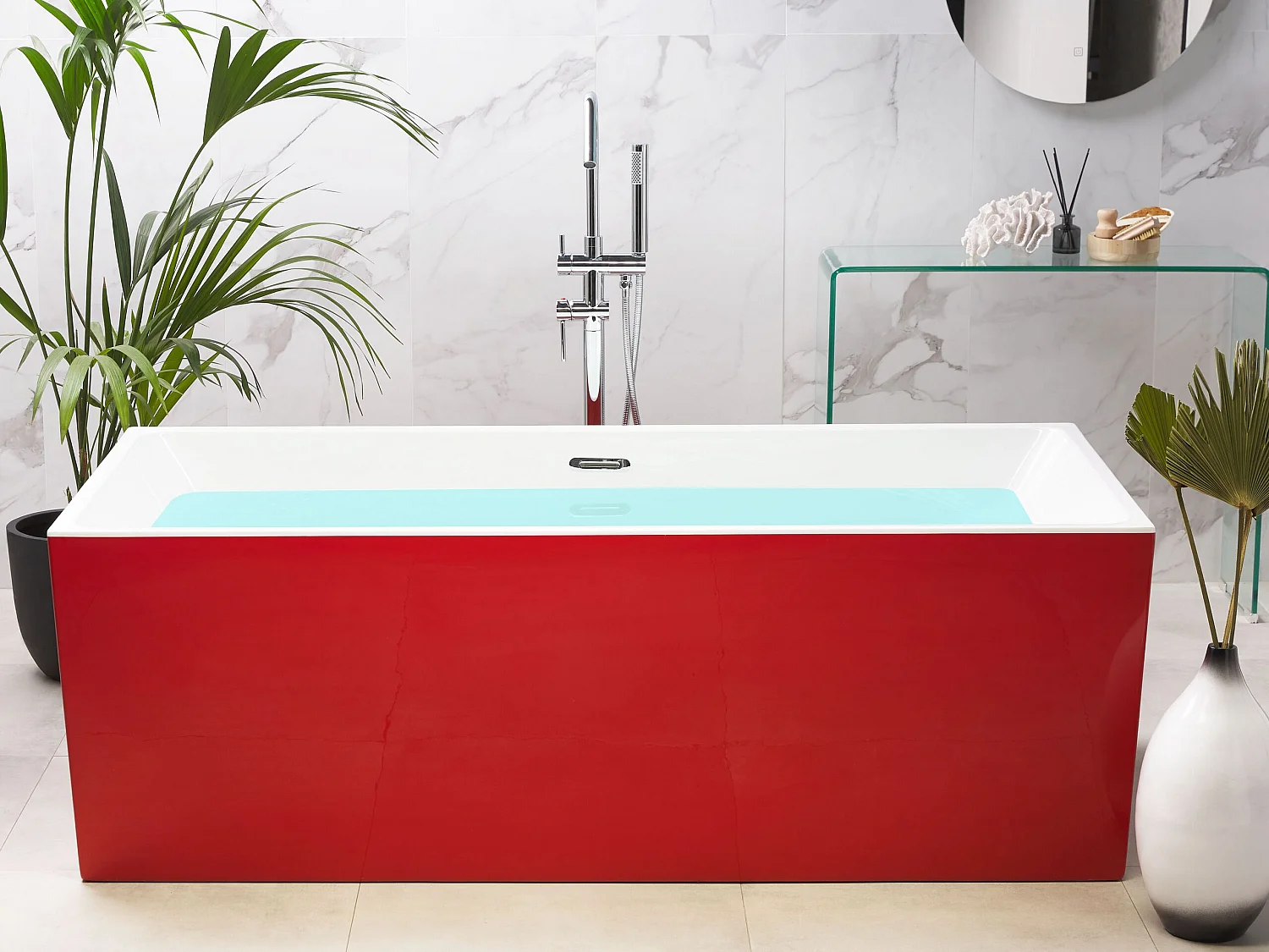Freistehende Badwanne RIOS 170 x 80 cm Rot