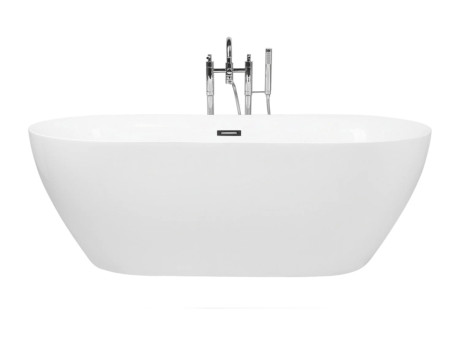 Stilvolle Acryl Badewanne oval freistehend weiß mit Überlauf 160 x 75 cm Carrera