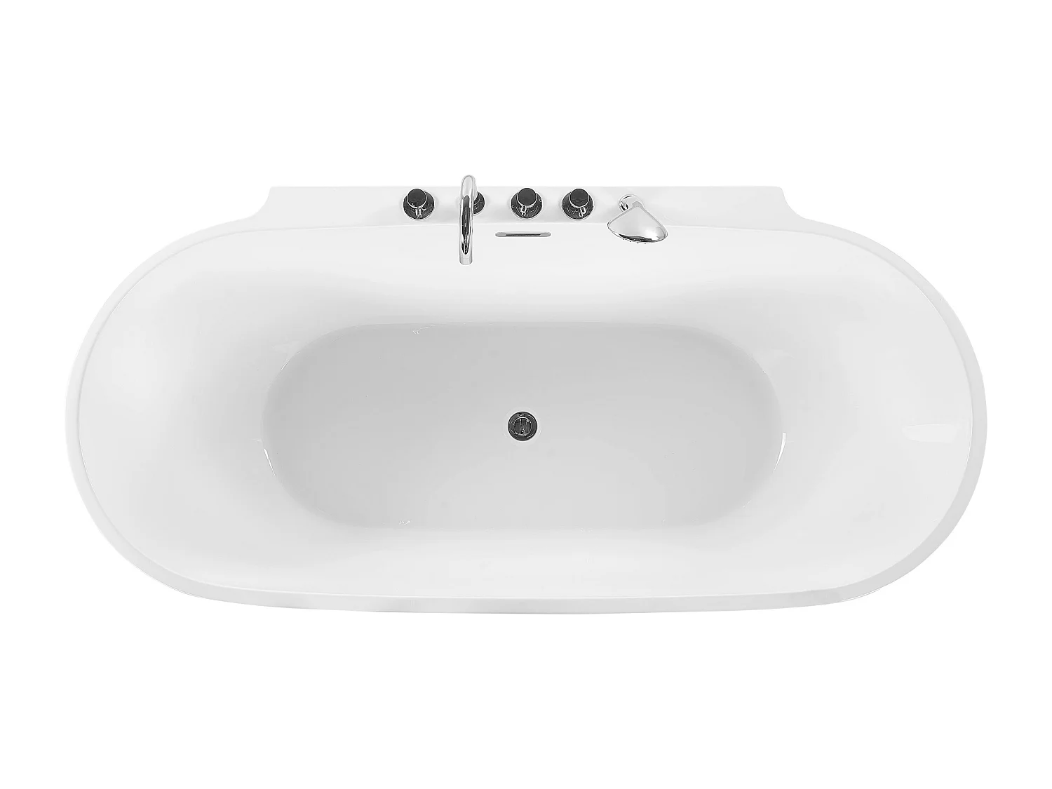 Acryl Badewanne oval freistehend weiß mit Armatur Überlauf 170 x 80 cm Rotso