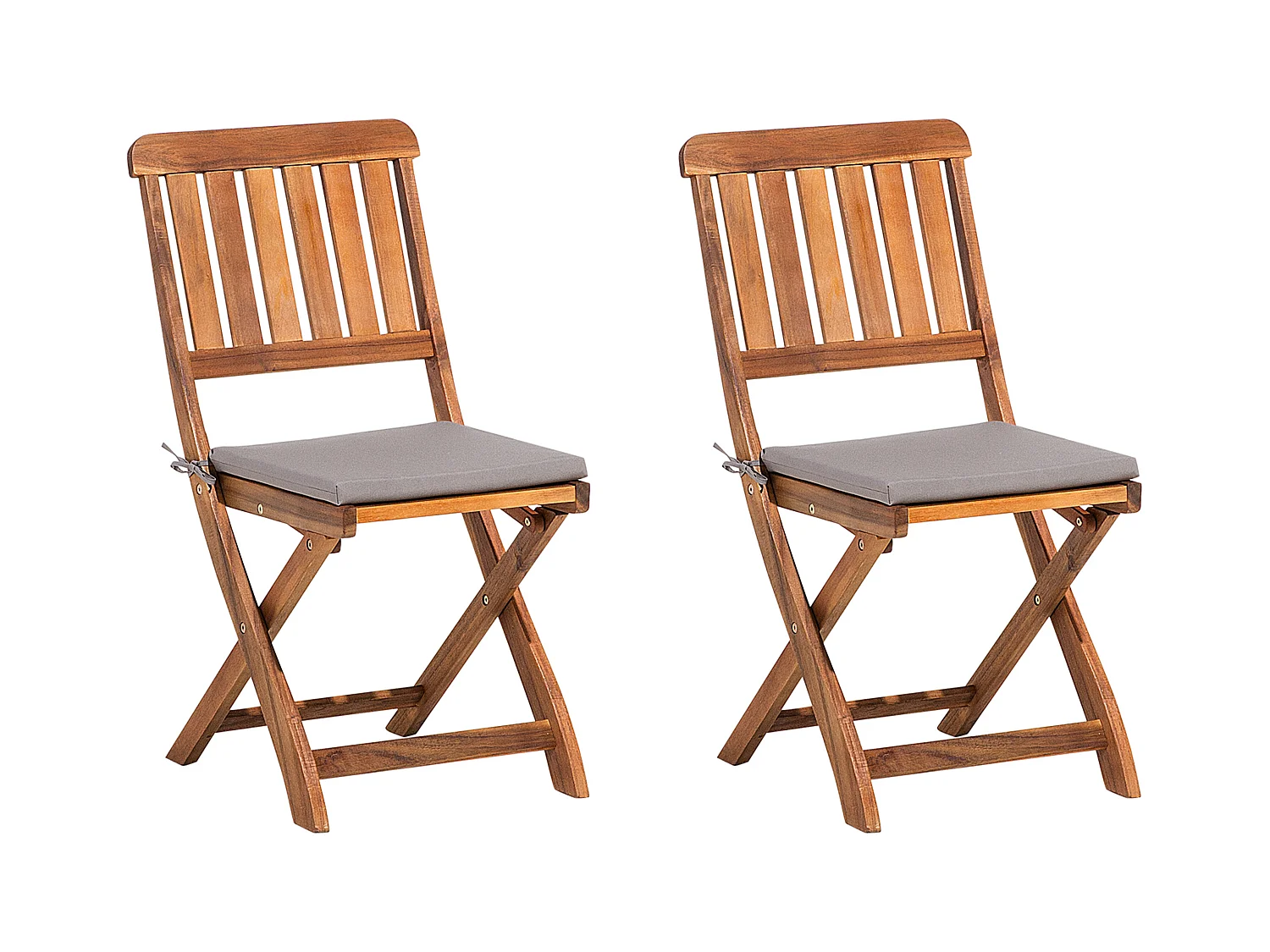 Lot de 2 chaises de jardin avec coussins CENTO Acacia Marron