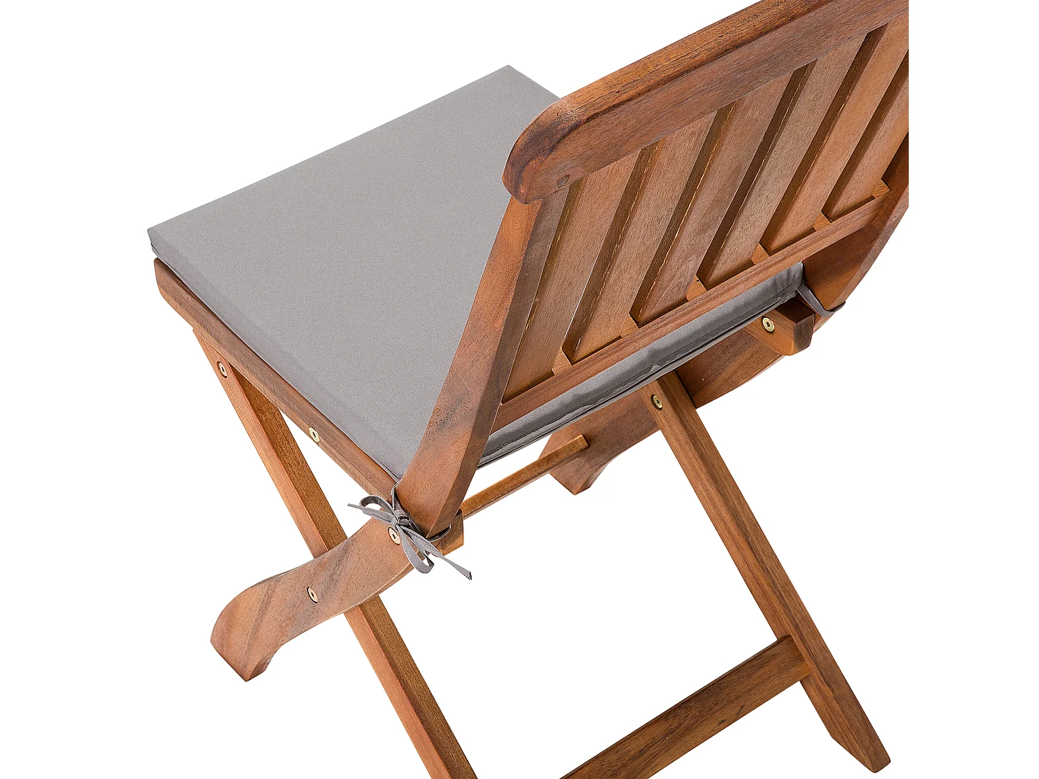 Gartenstuhl 2er Set Akazienholz dunkelbraun klappbar Auflagen grau Cento