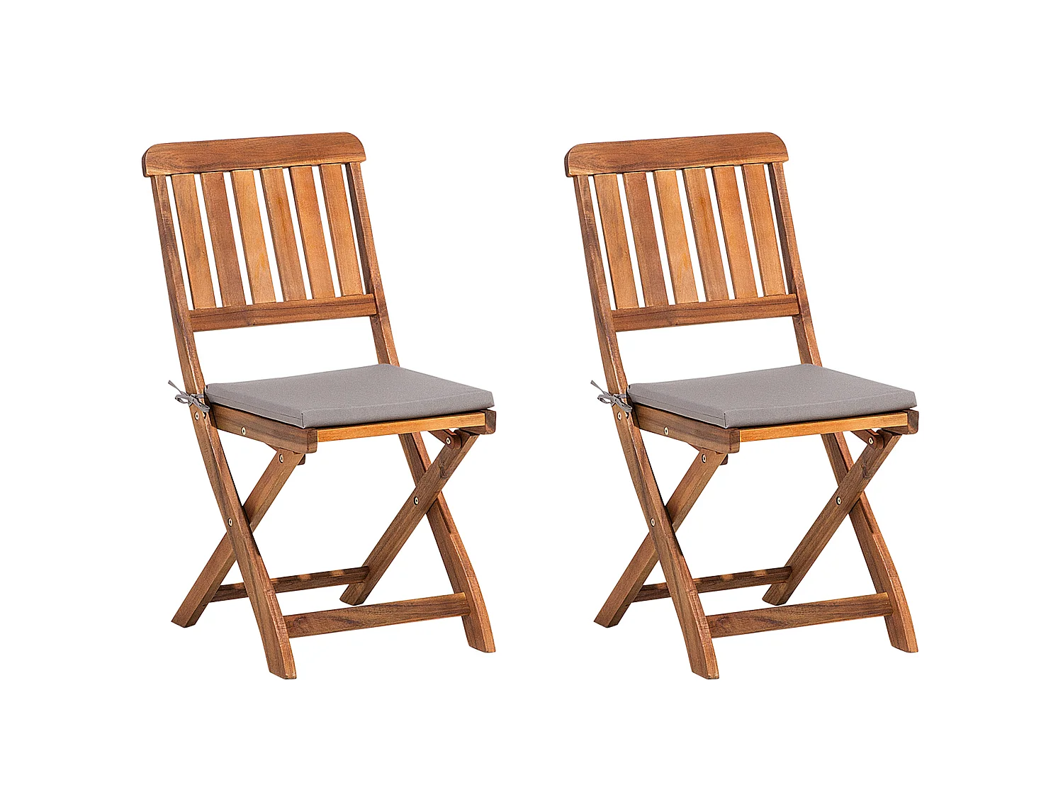 Lot de 2 chaises de jardin avec coussins CENTO Acacia Marron