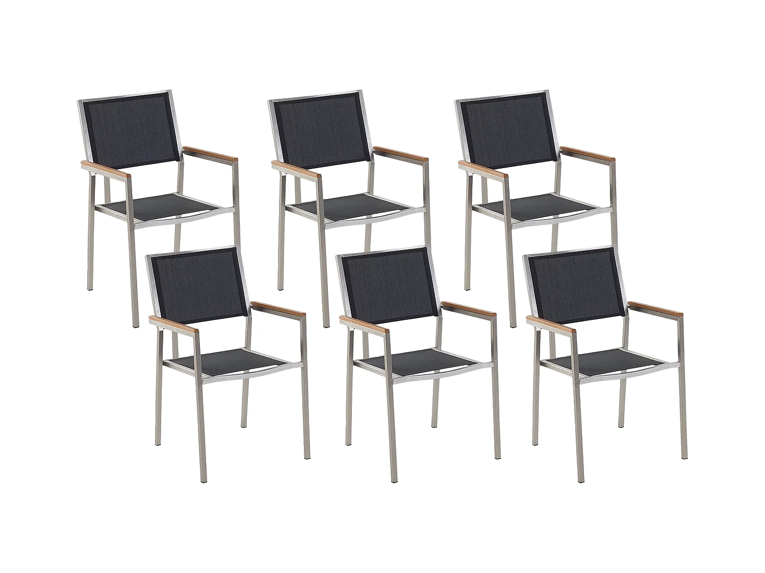 Lot de 6 chaises de jardin GROSSETO Acier inox Noir