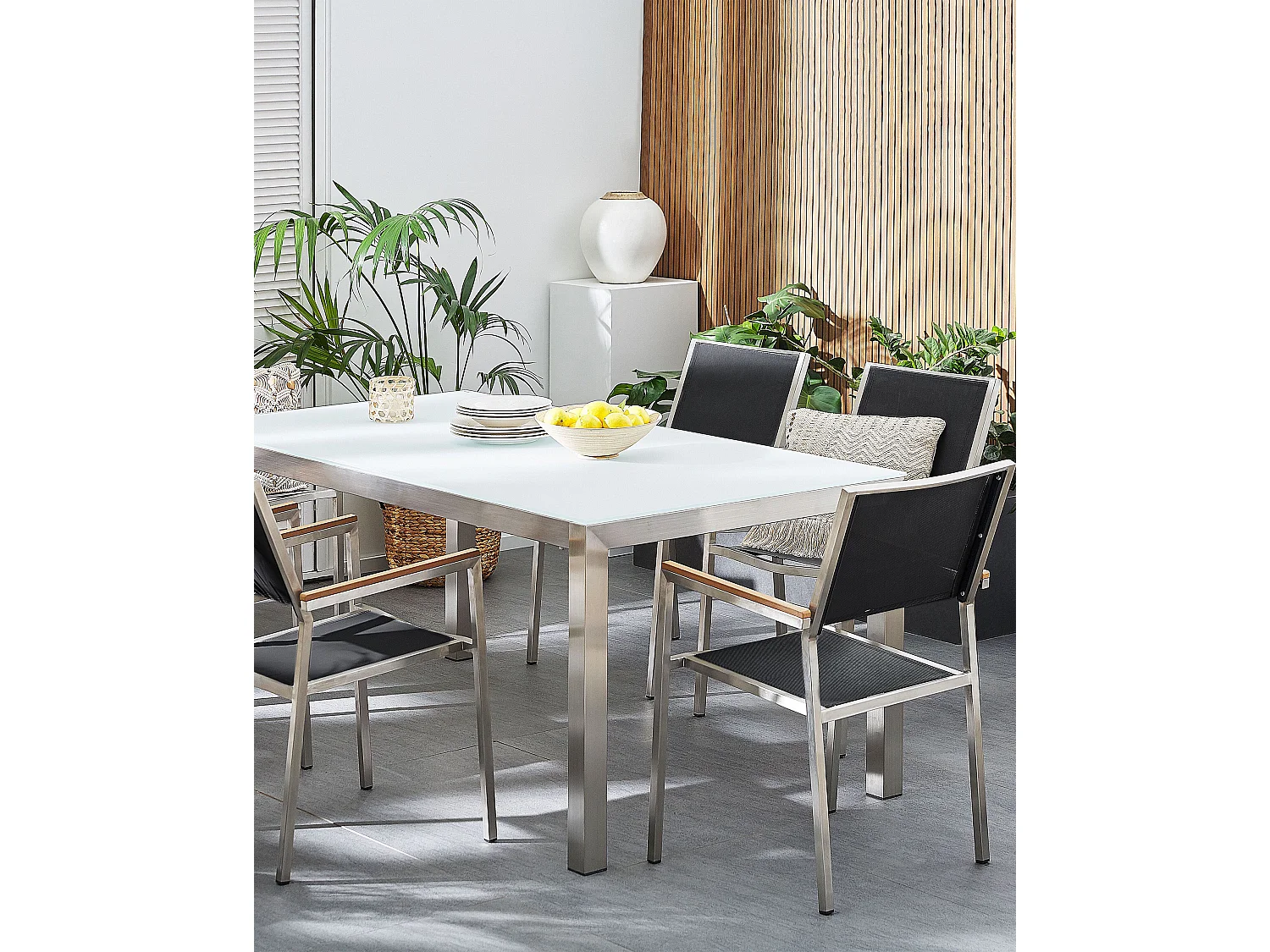 Gartenstuhl 6er Set GROSSETO Edelstahl Schwarz