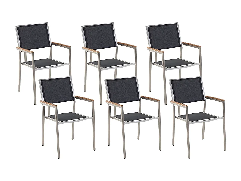 Gartenstuhl 6er Set GROSSETO Edelstahl Schwarz