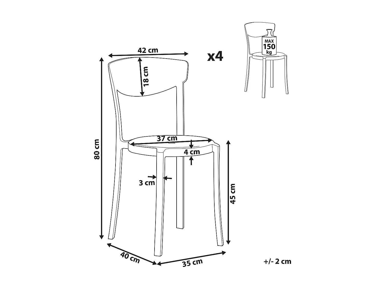 Set van 4 tuinstoelen VIESTE Wit