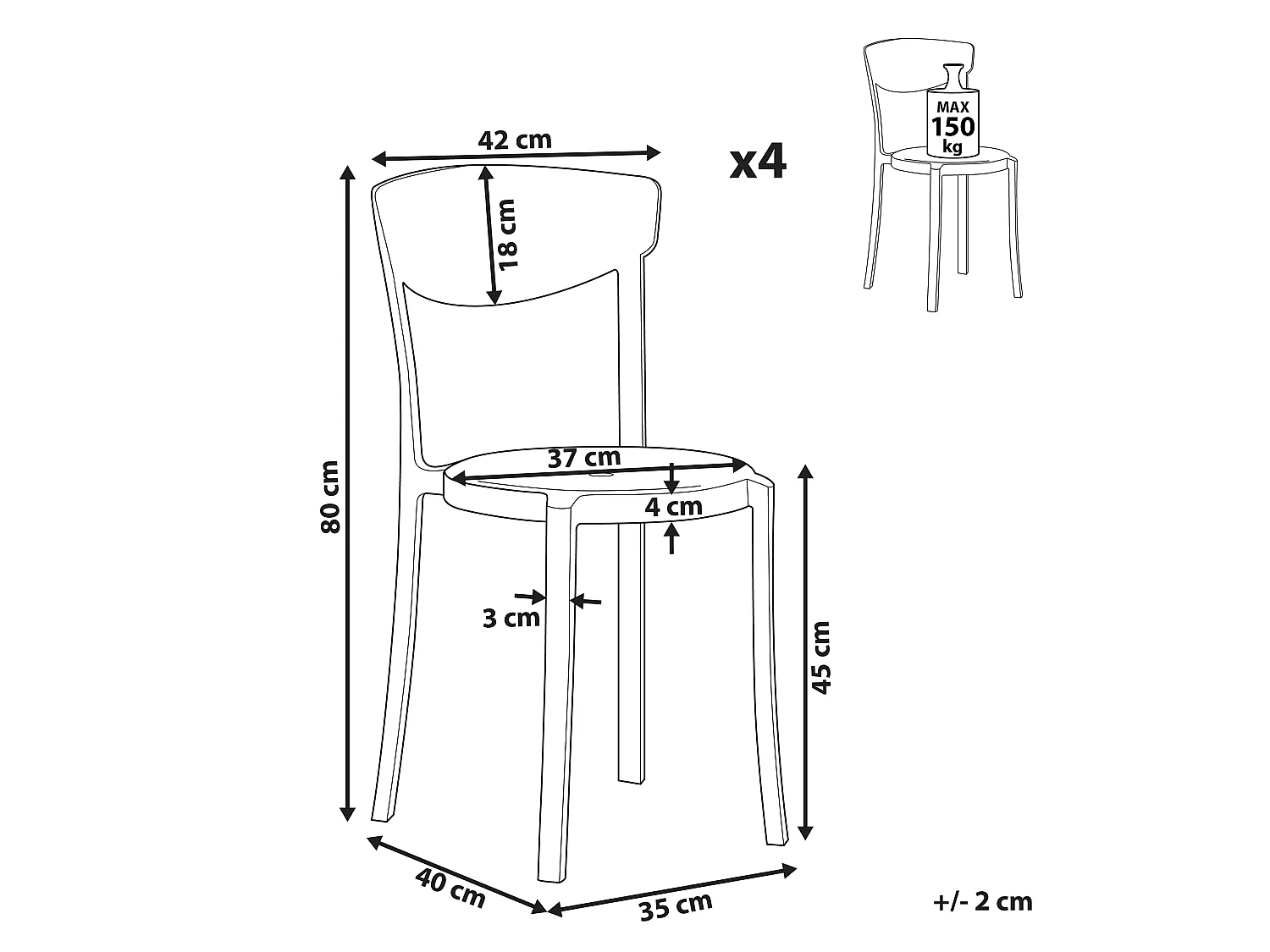 Gartenstuhl 4er Set VIESTE Weiss
