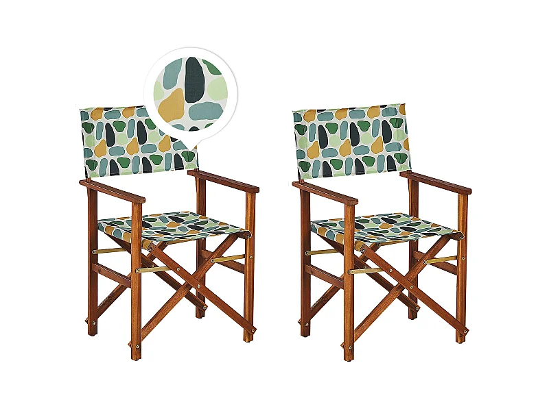 Lot de 2 chaises de jardin CINE Acacia Multicolore