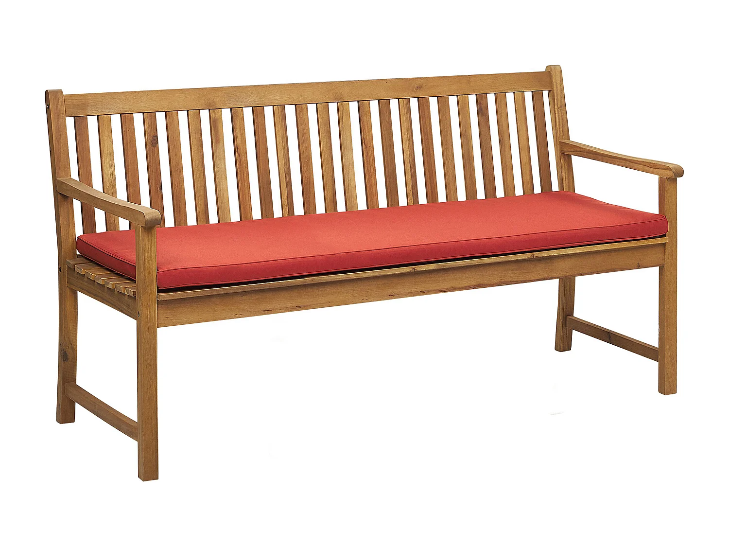 Panca da giardino con cuscino VIVARA 160 cm Legno di acacia certificato Rosso scuro